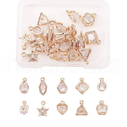 Alloy Cubic Zirconia Charms ZIRC-CJ0001-02LG-1