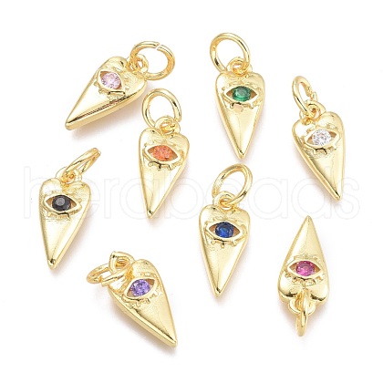 Brass Micro Pave Cubic Zirconia Pendants KK-P187-15-G-1