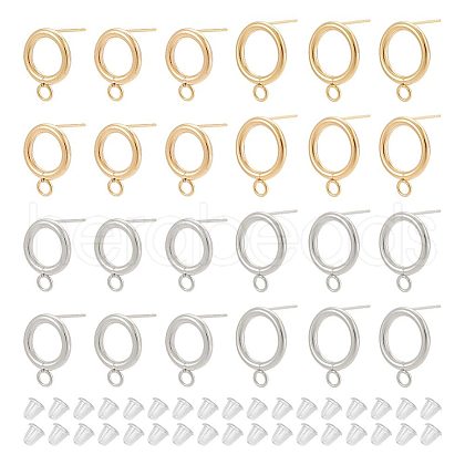 Unicraftale 40Pcs 4 Style 304 Stainless Steel Circle Ring Stud Earring Findings STAS-UN0047-07-1