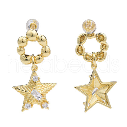 Cubic Zirconia Star Dangle Earrings EJEW-N011-78-1