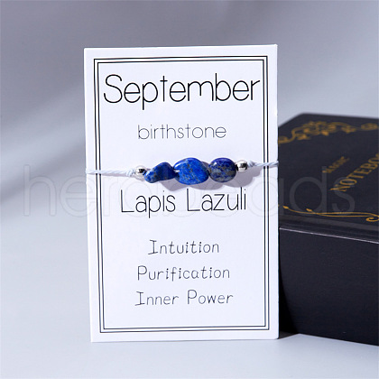 Natural Lapis Lazuli Chip Beads Braided Bead Bracelets for Men Women WGC996D-10-1