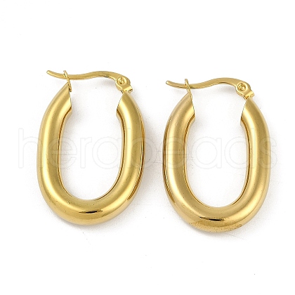 PVD Vacuum Plating 201 Stainless Steel Oval Hoop Earrings for Women EJEW-F345-19G-1