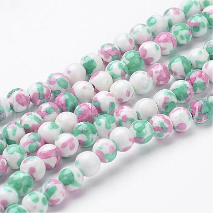 Synthetic Ocean White Jade Bead Strands G-J350-6mm-06-1