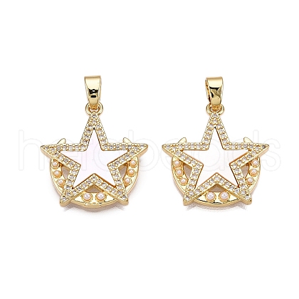 Brass Micro Pave Clear Cubic Zirconia Pendants KK-N254-185G-1