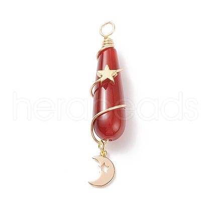 Dyed Natural Carnelian Big Pendants PALLOY-JF01866-03-1