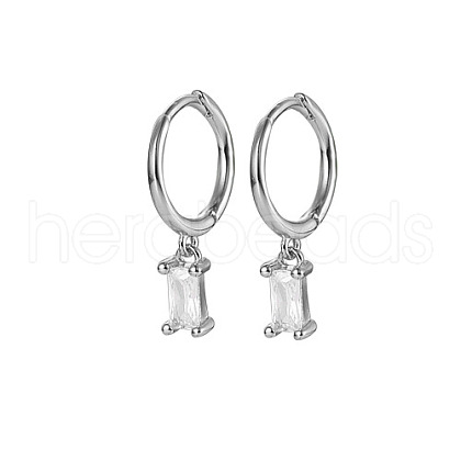 Anti-Tarnish Platinum Rhodium Plated 925 Sterling Silver Dangle Hoop Earrings for Women SY2365-10-1