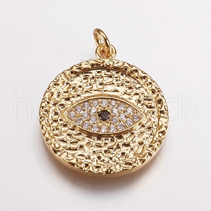 Brass Micro Pave Cubic Zirconia Pendants X-ZIRC-E143-67G-1