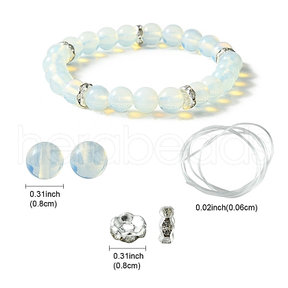 DIY Opalite Round Beaded Stretch Bracelet Making Kit DIY-YW0008-36G-1