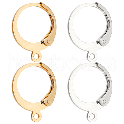 Beebeecraft 100Pcs 2 Colors 304 Stainless Steel Leverback Earring Findings STAS-BBC0006-27-1