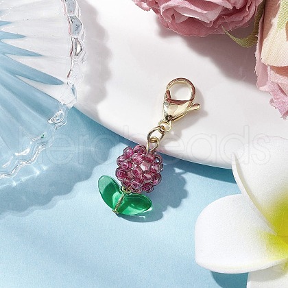 Flower Glass Seed Beads Beaded Pendant Decorations HJEW-MZ00195-05-1