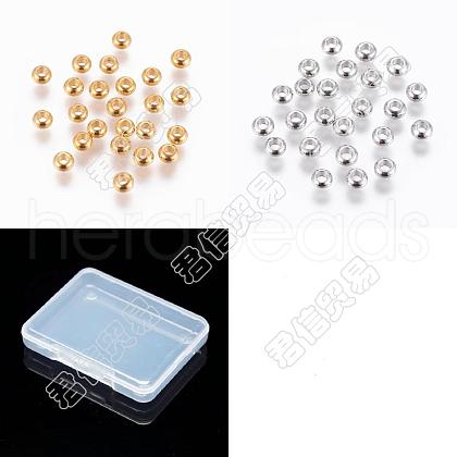 SUPERFINDINGS 400Pcs 2 Colors Brass Spacer Beads KK-FH0003-46-1