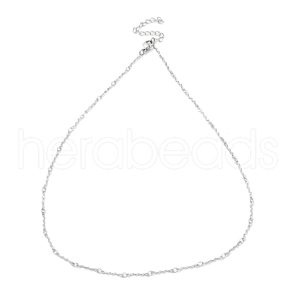 Non-Tarnish 304 Stainless Steel Wave Bar Link Chain Necklaces NJEW-K249-13P-1