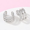 Brass Micro Pave Clear Cubic Zirconia Cuff Earrings EJEW-Z111-03P-01-1