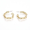 Semicircular Brass Textured Cable Chain Stud Earrings EJEW-E196-13G-2
