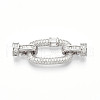 925 Sterling Silver Micro Pave Clear Cubic Zirconia Fold Over Clasps STER-T008-146P-1