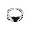Heart Rhodium Plated 925 Sterling Silver with Epoxy Cuff Rings FS-WG79098-01-5