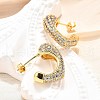 Brass Micro Pave Clear Cubic Zirconia Stud Earrings for Women EJEW-U056-01A-G-3