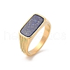 316L Stainless Steel Natural Lapis Lazuli Finger Rings for Women RJEW-U054-02C-03G-4