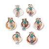 7Pcs 7 Styles Natural Scallop Shell & Dyed Synthetic Turquoise Starfish Pendants PALLOY-JF03564-01-1