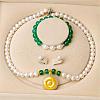 Mother's Day Jewellery Natural Freshwater Pearl Chrysoprase Beaded Necklace & Bracelets & Earrings Sets for Women WGE4EAE-18-1