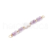 Round Faceted Natural Mixed Stone & Heart Natural Freshwater Shell Beaded Connector Charms PALLOY-JF03558-5
