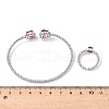 Heart Brass Micro Pave Cubic Zirconia Cuff Bangles & Rings Sets for Women SJEW-R002-05P-05-5