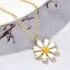 Brass White Enamel Flower Pendant Necklaces for Women NJEW-S449-07G-2