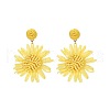 Flower Brass Grass Dangle Stud Earrings FS-WG07395-07-2