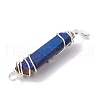 3Pcs 3 Styles Electroplated Natural Quartz Crystal Pointed Copper Wire Wrapped Pendants PALLOY-JF03767-03-5