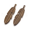 Tibetan Style Alloy Feather Big Pendants TIBEP-A12720-AB-NR-2