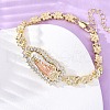 Brass Micro Pave Clear Cubic Zirconia Flower Link Bracelets for Women BJEW-U044-03A-G-3