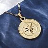 Compass 304 Stainless Steel Pendant Necklaces NJEW-M096-19G-5