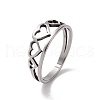 Non-Tarnish 201 Stainless Steel Hollow Heart Finger Ring for Valentine's Day RJEW-J051-35P-1