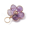 Natural Green Aventurine/Rose Quartz/Amazonite & Copper Wire Pendants PALLOY-JF03606-6