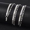 Non-Tarnish 304 Stainless Steel Paperclip & Herringbone Chains Double Layer Necklace for Men Women NJEW-E046-01P-2