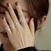 Rhodium Plated 925 Sterling Silver Initial Letter Open Cuff Ring JR852U-7