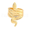 Snake Brass Micro Pave Clear Cubic Zirconia Open Cuff Rings RJEW-G329-01G-2