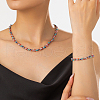 Stainless Steel Enamel Cable Chain Bracelets & Necklaces Sets for Women PT7078-3