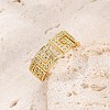Rack Plating Brass Micro Pave Cubic Zirconia Cuff Finger Rings for Women RJEW-M028-105G-1