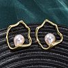 Nuggets Brass Stud Earrings EJEW-H158-06G-2