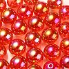 UV Plating Transparent Rainbow Iridescent Acrylic Beads TACR-D010-07F-1