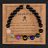 12 Zodiac Sign Natural Black Obsidian Round Beads Stretch Bracelets for Men Women WG228FC-12-1