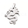 Men's 304 Stainless Steel Rhinestone Dragon Pendants STAS-E090-42P-1