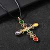 304 Stainless Steel Cubic Zirconia Pendant Necklaces NJEW-H070-03G-2