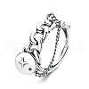 Flat Round Curb Chain 925 Sterling Silver Adjustable Finger Rings for Women FS-WG6366E-01-5