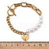 304 Stainless Steel Cable & Cuban Chain Charm Bracelets for Women BJEW-C089-01G-5