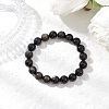 Natural Golden Sheen Obsidian Round Beaded Stretch Bracelets for Men Women BJEW-JB11783-02-1