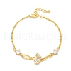 Brass Micro Pave Clear Cubic Zirconia Link Bracelets BJEW-U020-09G-4