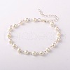 Trendy Glass Pearl Anklets AJEW-AN00035-01-2