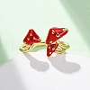 Brass Enamel Open Cuff Rings for Women RJEW-U057-24G-2